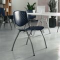 Flash Furniture HERCULES Series 5 Pack 880 lb. Capacity Navy Plastic Stack Chair with Titanium Gray Powder Coated Frame 5-RUT-F01A-NY-GG